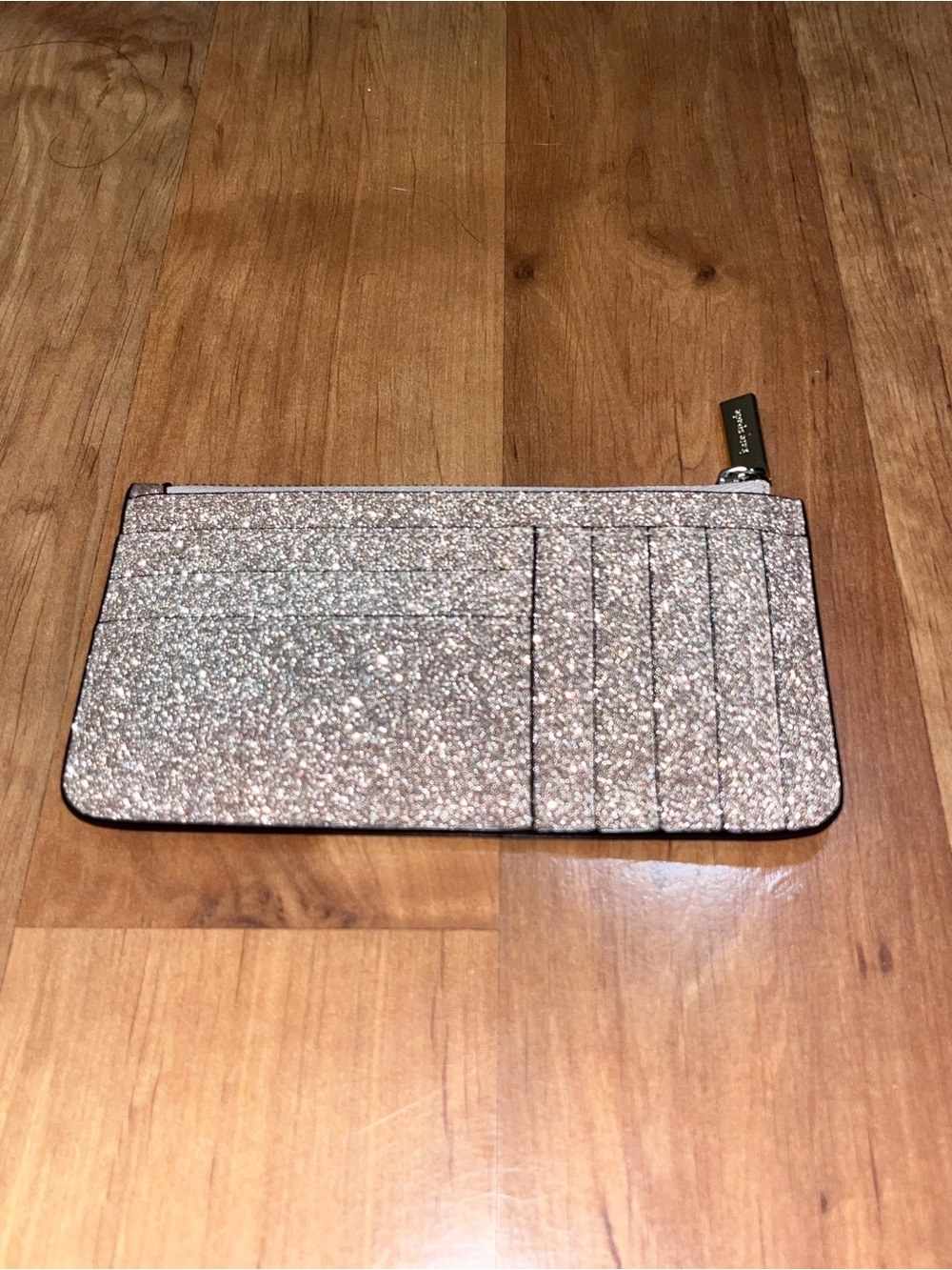 Kate Spade Rose Gold Glitter Tote with Matching Card Holder - Picture 10 of 14